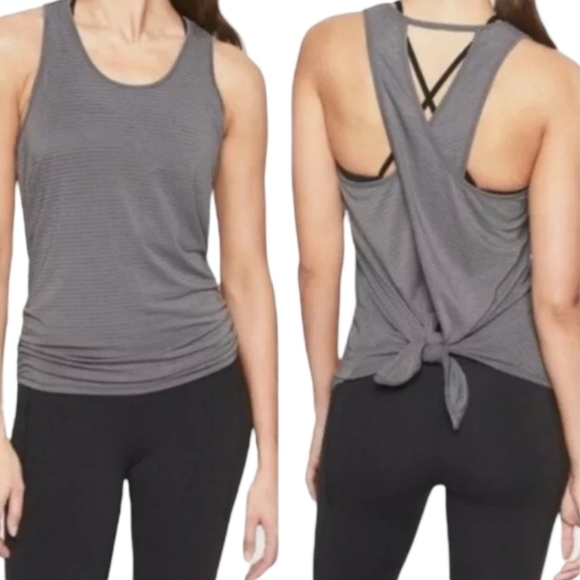 Athleta Essence Texture Open Tie Back w/Knot Detail Sleeveless Tank Top Sz Small - Picture 1 of 8